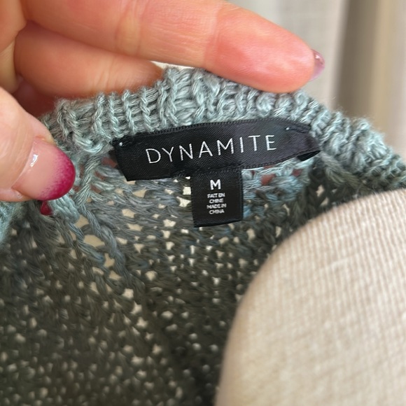 Dynamite Teal Cotton Sz M Tunic V-Neck Sweater - Picture 2 of 5